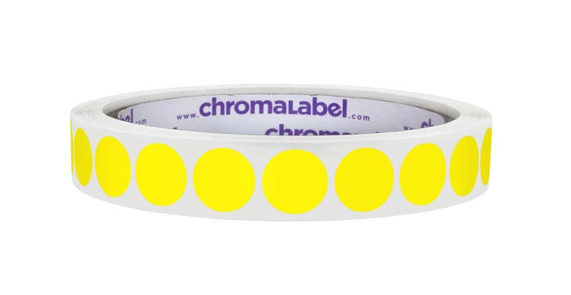 ChromaLabel 0.50 Inch Round Label Permanent Color Code Dot Stickers, 1000 Labels per Roll, Yellow - Image 1